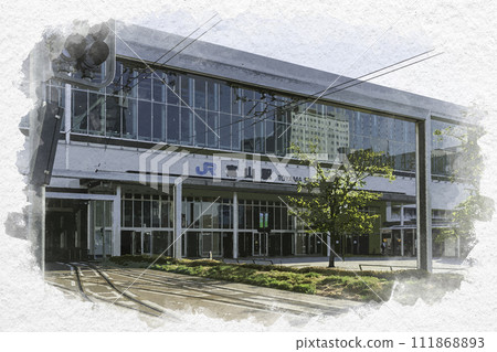 Watercolor painting style Toyama city JR Toyama Station Toyama City, Toyama Prefecture 111868893