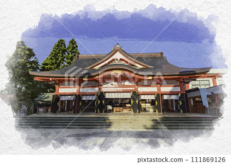 水彩畫風格 富山市 日枝神社參拜殿 富山縣 富山市 水彩畫風格 富山市 日枝神社參拜殿 富山縣 富山市 111869126