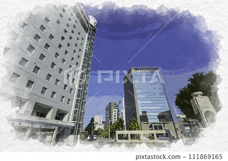水彩風格富山市富山站西十字路口富山縣富山市 111869165