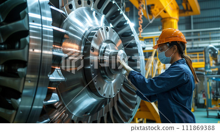 維護大型機械的工人工作場景 111869388