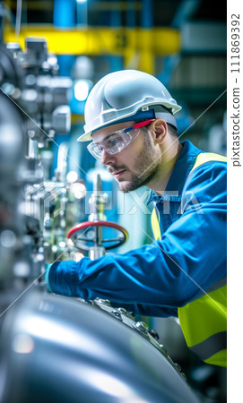 維護大型機械的工人工作場景 111869392