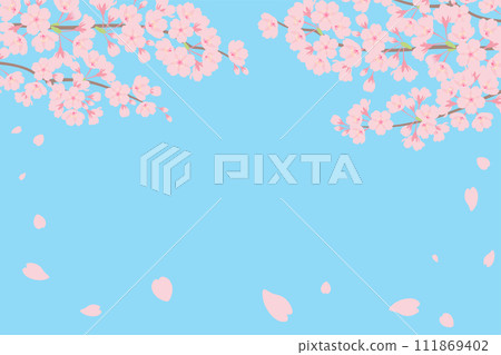 Frame background of cherry blossoms and blue sky 111869402