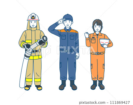 Firefighter, fire brigade illustration 111869427