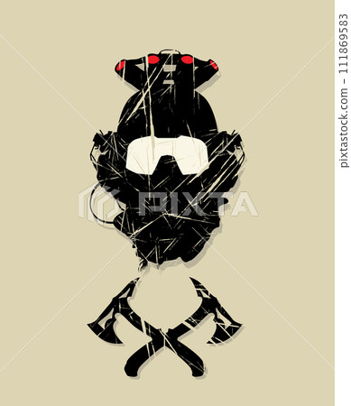 Special forces night vision goggles helmet and tactical tomahawks symbol 111869583