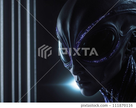 黑暗中出現的外星人剪影 黑暗中出現的外星人剪影 111870116