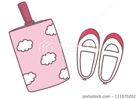空拖鞋袋與粉紅色涼鞋插圖集 111870202