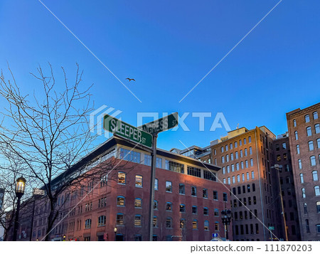 Sunny view of the cityscape of Boston 111870203