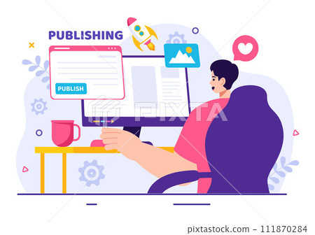 Digital Publishing Content Blog Marketing Writing Vector Illustration for Social Media or Webpage Organization in Flat Cartoon Background Design Digital Publishing Content Blog Marketing Writing Vector Illustration for Social Media or Webpage Organization in Flat Cartoon Background Design 111870284