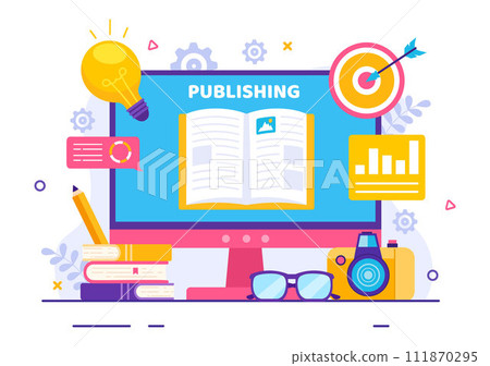 Digital Publishing Content Blog Marketing Writing Vector Illustration for Social Media or Webpage Organization in Flat Cartoon Background Design 111870295
