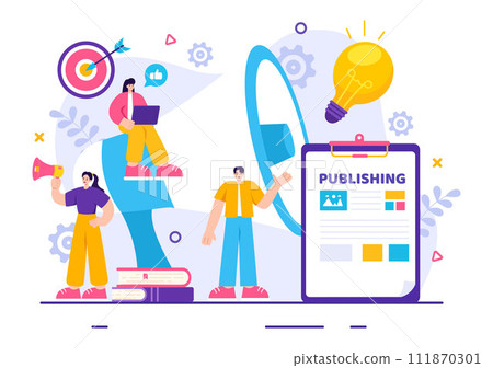 Digital Publishing Content Blog Marketing Writing Vector Illustration for Social Media or Webpage Organization in Flat Cartoon Background Design 111870301