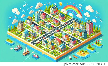 Urban environment, illustrations depicting cities Urban environment, illustrations depicting cities 111870331