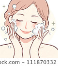 Women washing their face 111870332