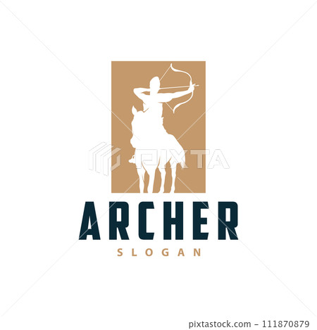 Archer logo vector silhouette warrior archery simple design bow and arrow template illustration Archer logo vector silhouette warrior archery simple design bow and arrow template illustration 111870879