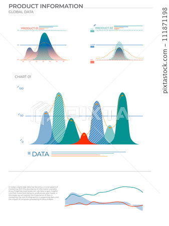 Global data charts in color. Finance elements charts. Global data charts in color. Finance elements charts. 111871198