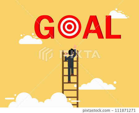 Ladder of success to reach goal or target. ambition or aspiration concept. 111871271