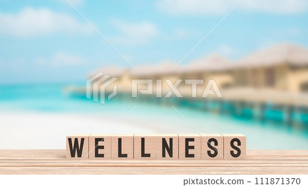 The Wellness on Beach Background for Health concept 3d rendering. The Wellness on Beach Background for Health concept 3d rendering. 111871370