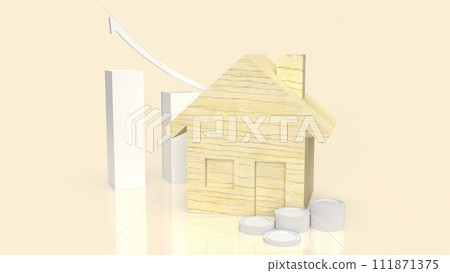 The wood house for property or real estate concept 3d rendering. 111871375