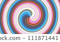 A mesmerizing multicolored spiral spins hypnotically. The vibrant hues of red, orange, yellow, green, blue, and purple blend seamlessly as they twist inward, creating an entrancing optical illusion. 111871441
