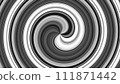 A mesmerizing black and white spiral spins hypnotically. The vibrant hues of red, orange, yellow, green, blue, and purple blend seamlessly as they twist inward, creating an entrancing optical illusion 111871442