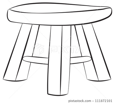 Simplified Wooden Stool Illustration 111872101