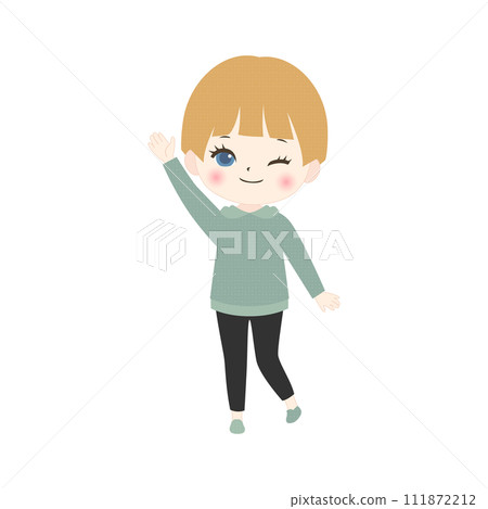 男孩舉起右手引導 男孩舉起右手引導 111872212