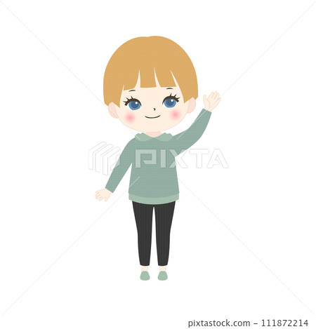 男孩舉起左手引導 111872214