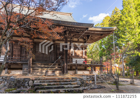 秋天的京都高尾,神護寺,毗沙門堂被秋葉覆蓋 秋天的京都高尾,神護寺,毗沙門堂被秋葉覆蓋 111872255