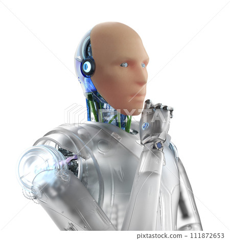 Artificial skin or human-like skin robot isolated on white Artificial skin or human-like skin robot isolated on white 111872653