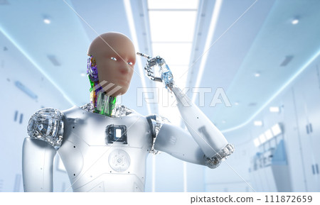 Artificial skin or human-like skin ai robot in factory Artificial skin or human-like skin ai robot in factory 111872659