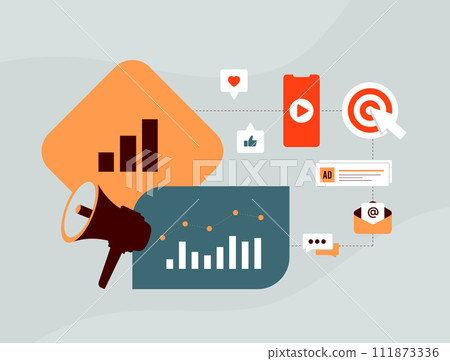 Marketing Mix Modeling, advertising ROI secrets and enhance sales attribution for effective data-driven marketing and business success strategy. Marketing Analytics and Business Performance Metrics 111873336