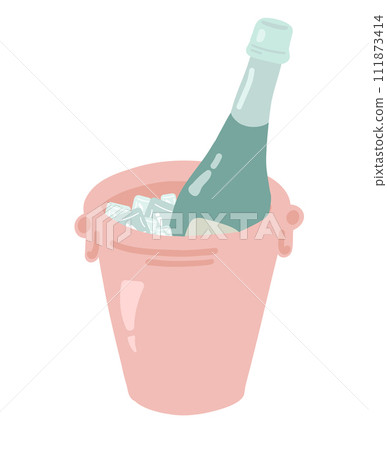 Champaign holder set with ice cubes flat design 111873414