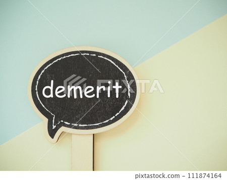 Disadvantage demerit text copy space in speech bubble 111874164