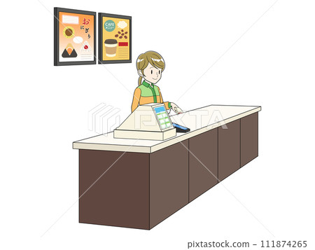 便利商店收銀台工作的女店員 便利商店收銀台工作的女店員 111874265