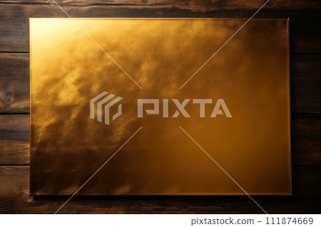 Close-up gold metallic object, abstract background, Generative AI 111874669