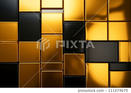 Close-up gold metallic object, abstract background, Generative AI 111874670