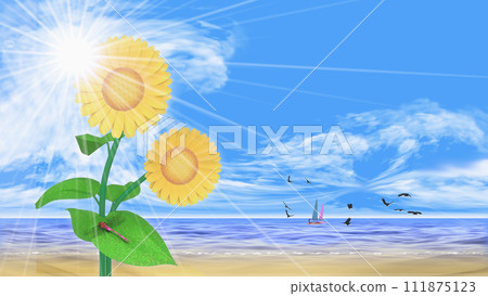 在明亮的仲夏陽光背景下盛開的向日葵文本背景材料 在明亮的仲夏陽光背景下盛開的向日葵文本背景材料 111875123