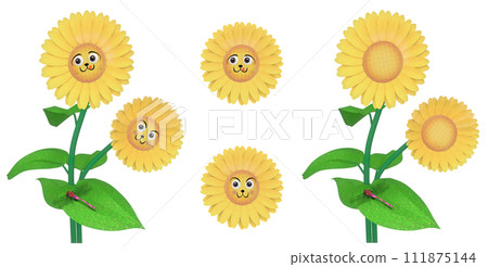 獅面向日葵人物歡樂有趣與標準向日葵套裝 111875144