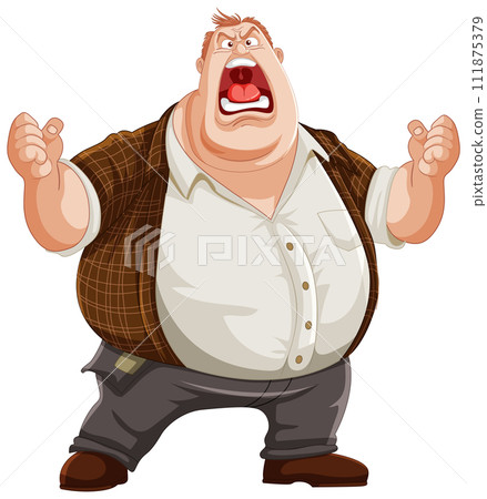 Angry Cartoon Man Gesturing Wildly 111875379
