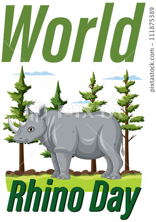 Celebrating World Rhino Day Illustration Celebrating World Rhino Day Illustration 111875389