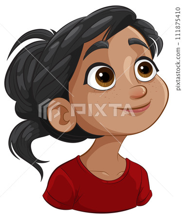 Cheerful Young Girl Vector Portrait 111875410