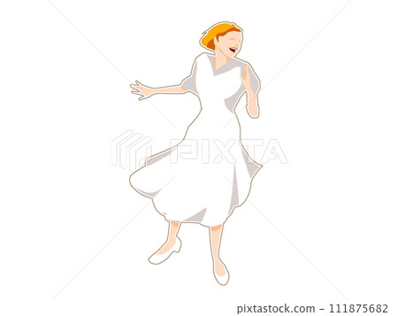 A woman tap dancing with a smile A woman tap dancing with a smile 111875682