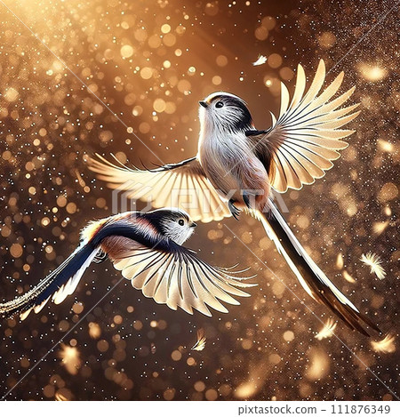 Flying long-tailed tit Flying long-tailed tit 111876349