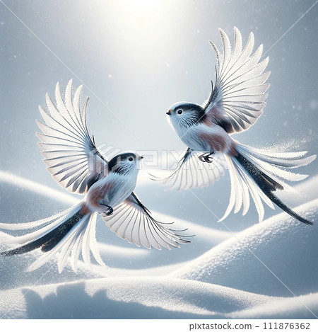 Flying long-tailed tit 111876362
