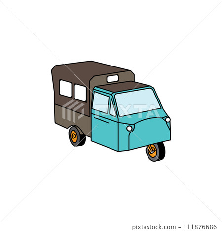 3 wheel motorized rickshaw icon 111876686