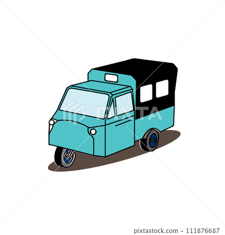 3 wheel motorized rickshaw icon 111876687