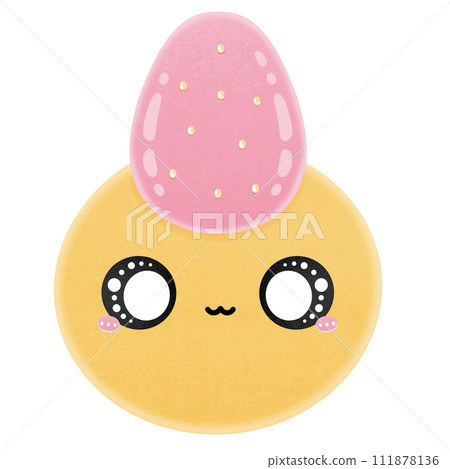 Cute Strawberry Daifuku Mochi Character Mascot Kawaii Cartoon illustration Cute Yellow Mochi Cute Yellow Daifuku Kawaii Mochi Kawaii Daifuku 111878136