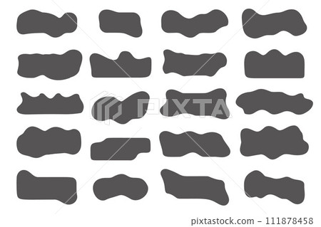 Abstract liquid shapes. Organic flat blobs. Irregular fluid bubbles. Random wavy oval spots and curvy elements. Amoeba rectangle box set. Abstract liquid shapes. Organic flat blobs. Irregular fluid bubbles. Random wavy oval spots and curvy elements. Amoeba rectangle box set. 111878458