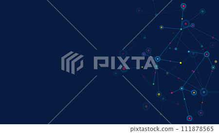 Abstract technology background with connecting the dots and lines. Global network connection, internet technology and digital communication concept. Vector illustration 111878565
