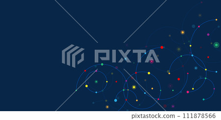 Abstract geometric background with plexus circles. Vector illustration of minimalistic design. 111878566