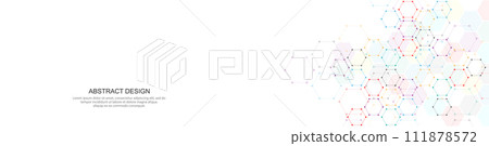 Abstract background and geometric pattern with hexagons shape for banner design or header. Vector illustration 111878572